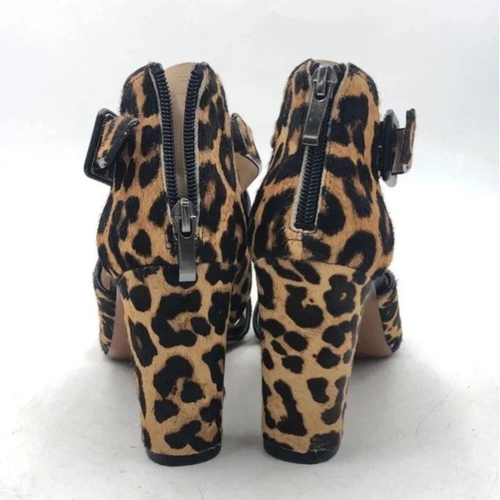 Franco Sarto Women's Cheetah Print Strappy Block Heels - Size 8.5M - Picture 4 of 8
